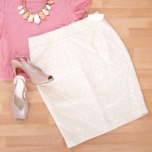 Ann Taylor Cream Polka Dot Jacquard Pencil Skirt